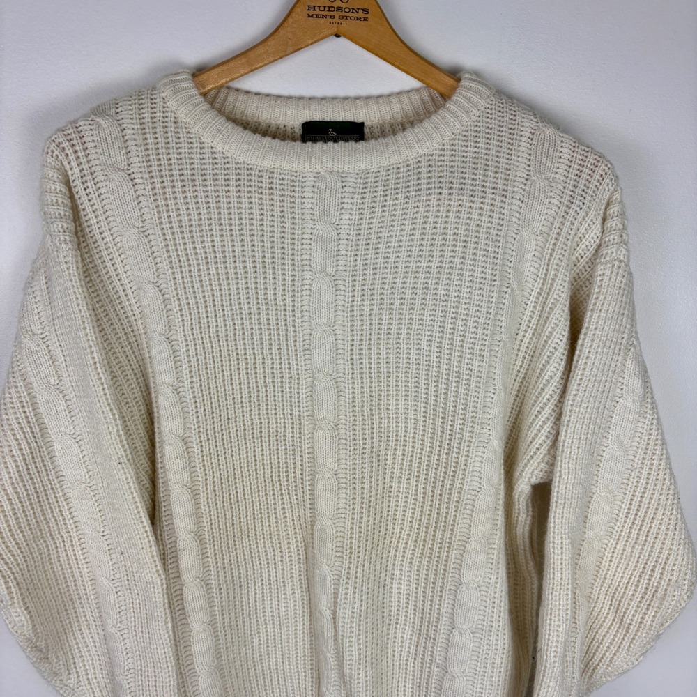 Vintage Boundary Waters Cream‎ Cable Knit Sweater Womens Large Wool Blend